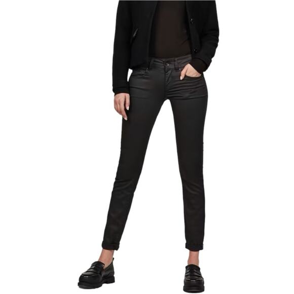 G-Star Raw Midge Cody Coated Distro Black Stretch Mid-Rise Skinny Jeans 26 NWT - Picture 1 of 10